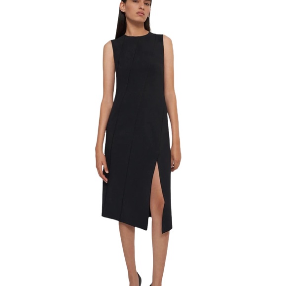 Theory Sleeveless Bias Seam Midi Dress in Precision Ponte Black L NWT - Picture 13 of 13